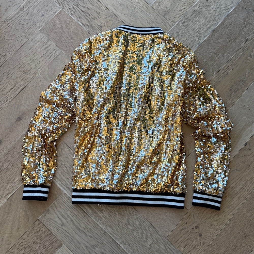 Gold Sequin Bomber Jacket - image 4